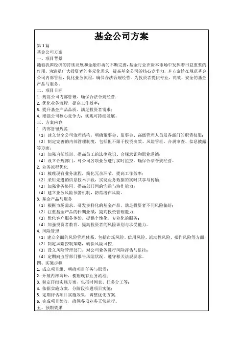 基金公司方案