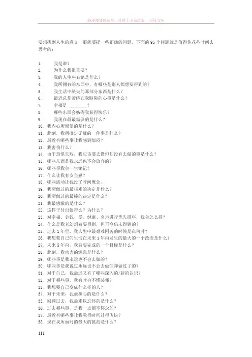 自省帮你找到人生意义的95个问题