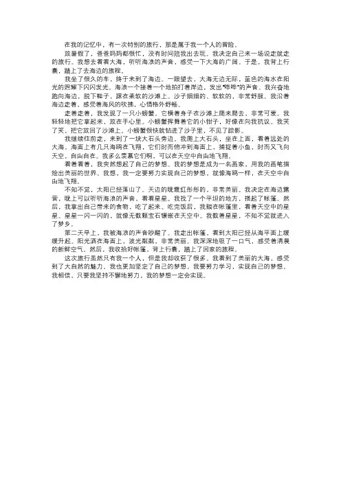 我一个人的旅行故事