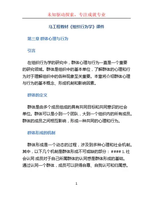 马工程教材《组织行为学》课件 第三章 群体心理与行为