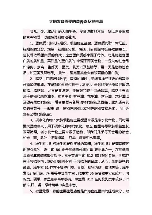 大脑发育需要的营养素及其来源