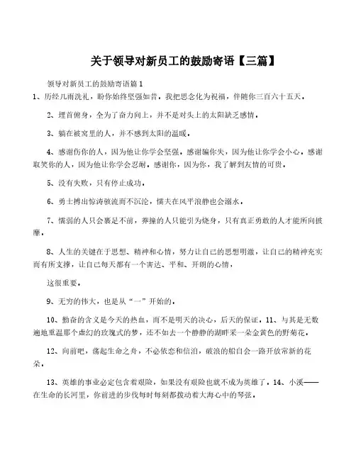关于领导对新员工的鼓励寄语【三篇】