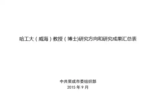 《哈工大(威海)教授(博士)研究方向和研究成果汇总表》