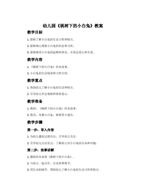 幼儿园《桃树下的小白兔》教案