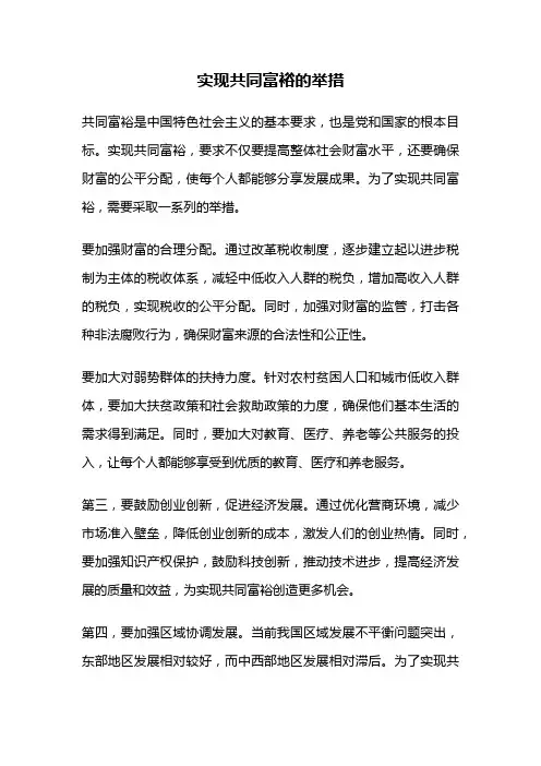 实现共同富裕的举措