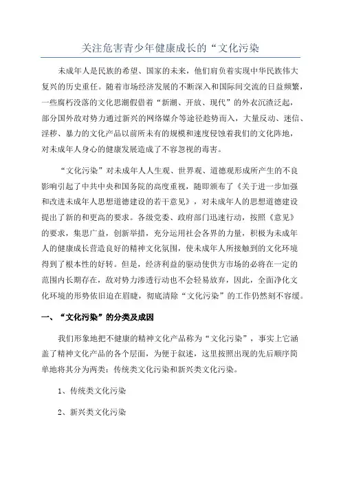 关注危害青少年健康成长的“文化污染