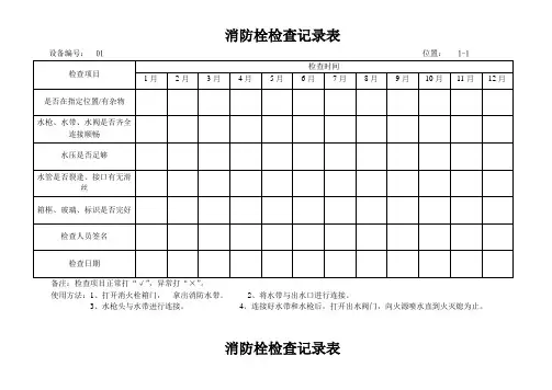 消防栓检查表完整