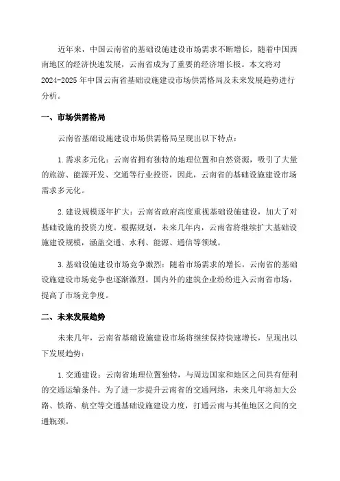 2024-2025年中国云南省基础设施建设市场供需格局及未来发展趋势报告