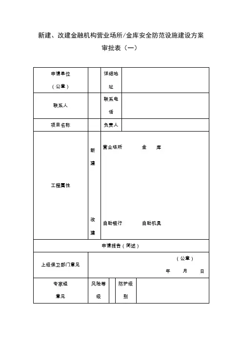 银行审批各种表