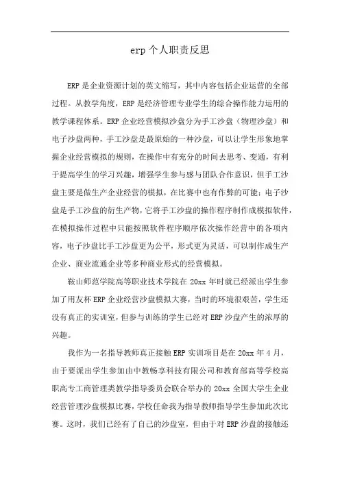 erp个人职责反思