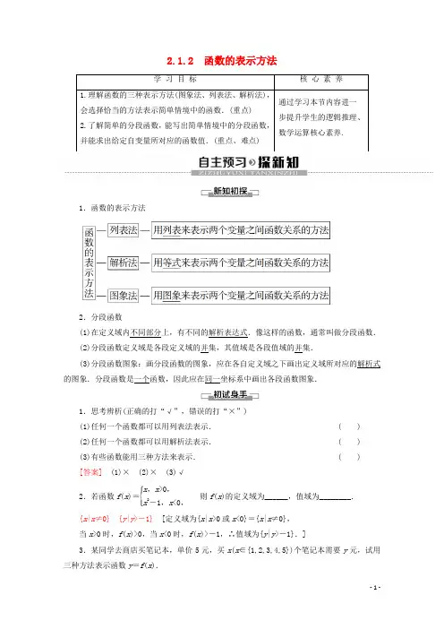 2019_2020学年高中数学第2章2.1.2的表示方法讲义苏教版必修1