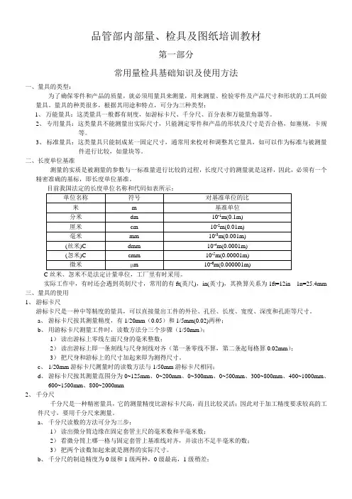 品管部内部量、检具及图纸培训教材