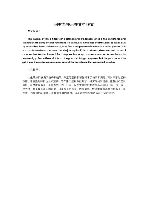 因有坚持乐在其中作文