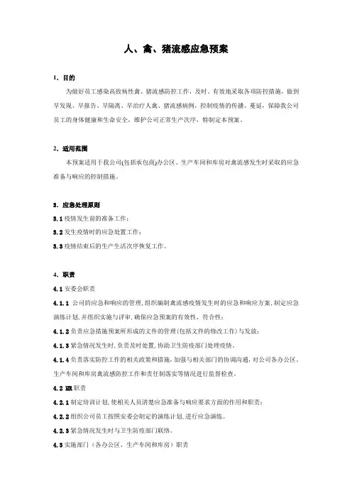 人、禽、猪流感应急预案