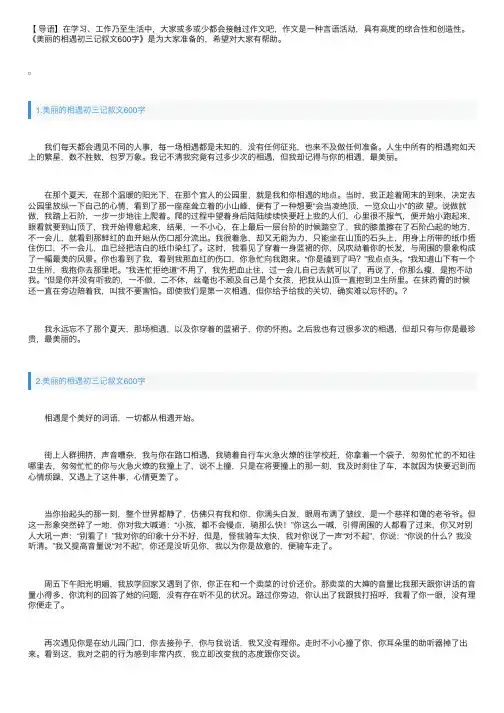美丽的相遇初三记叙文600字精选5篇