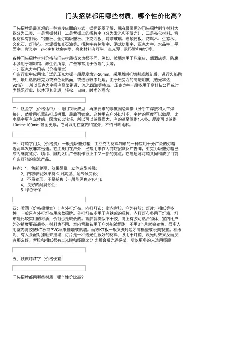 门头招牌都用哪些材质，哪个性价比高？
