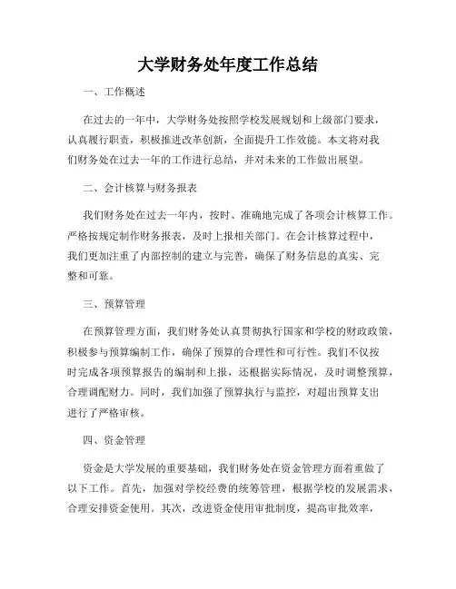 大学财务处年度工作总结
