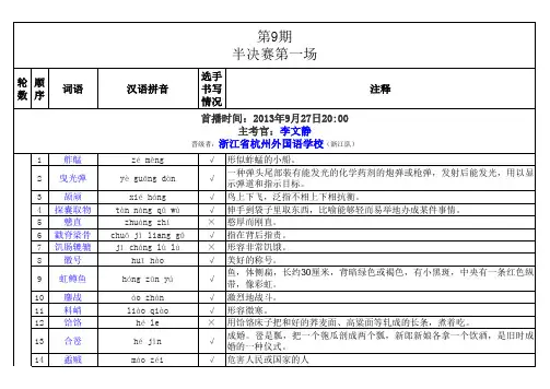 汉字听写第九期拼音加注释