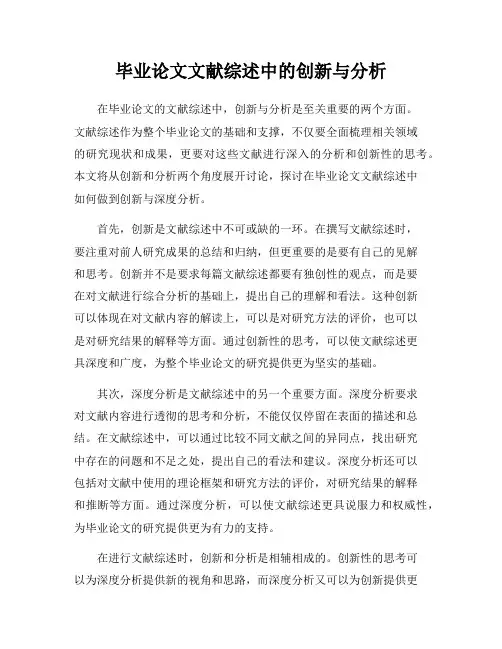 毕业论文文献综述中的创新与分析