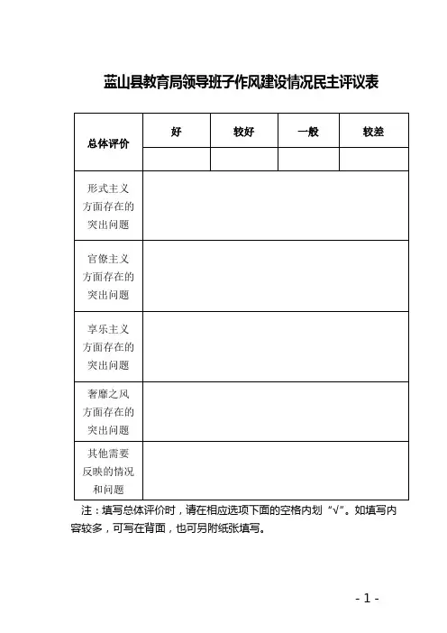 民主评议表