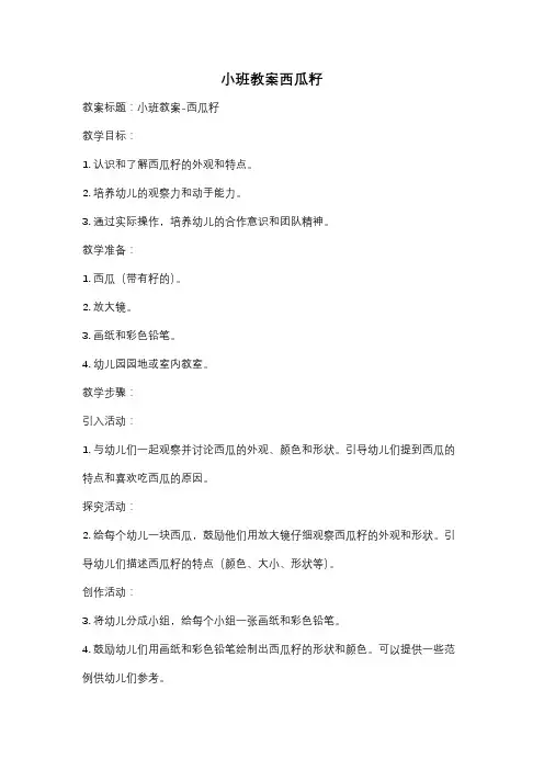 小班教案西瓜籽
