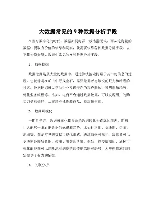 大数据常见的9种数据分析手段