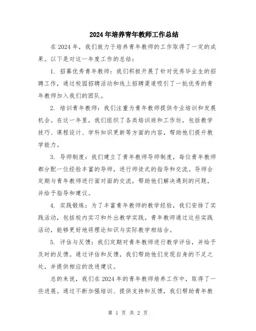 2024年培养青年教师工作总结