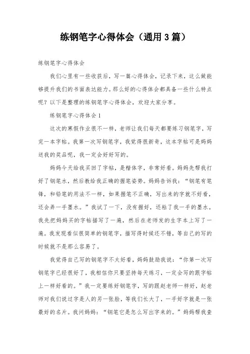 练钢笔字心得体会(通用3篇)