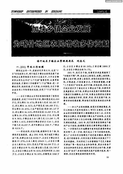 加快乡镇企业发展为喀什地区农民增收多作贡献