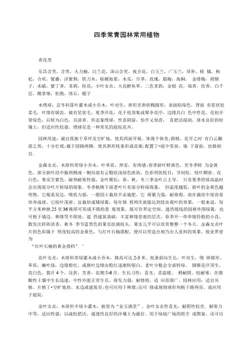 四季常青园林常用植物