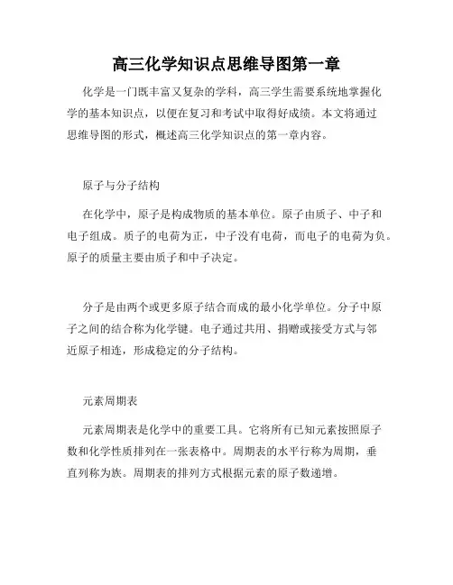 高三化学知识点思维导图第一章