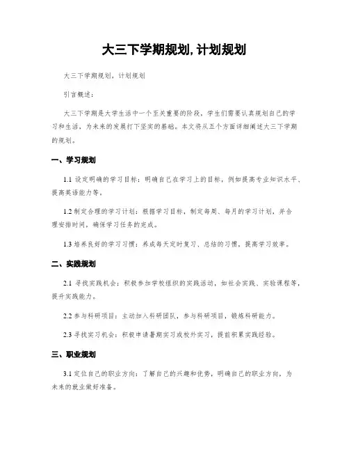 大三下学期规划,计划规划