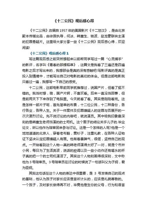 《十二公民》观后感心得