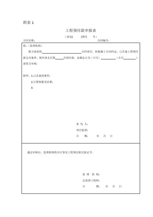 工程预付款申报表_2