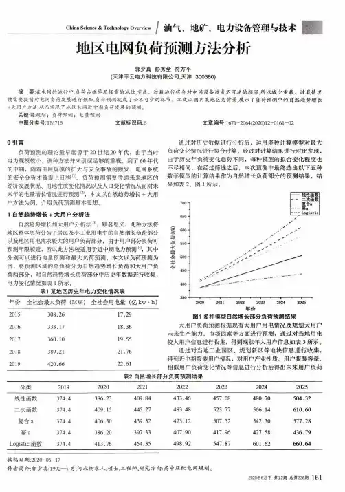 地区电网负荷预测方法分析