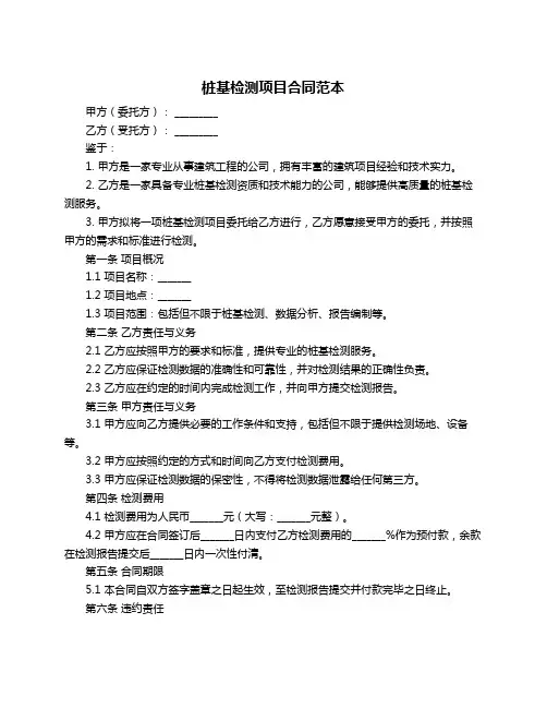 桩基检测项目合同范本