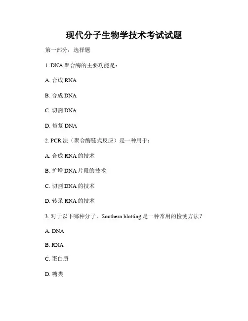 现代分子生物学技术考试试题