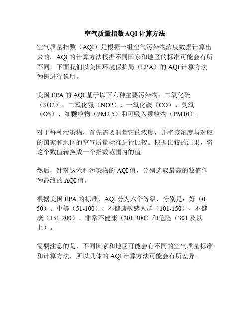 空气质量指数AQI计算方法