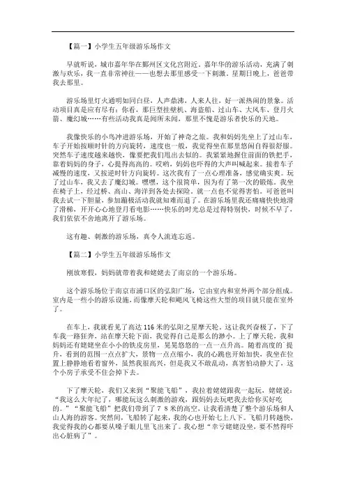 最新小学生五年级游乐场作文【五篇】