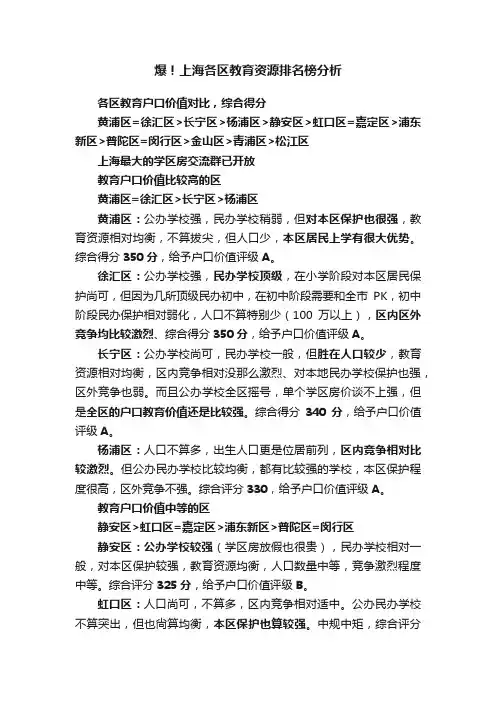 爆！上海各区教育资源排名榜分析