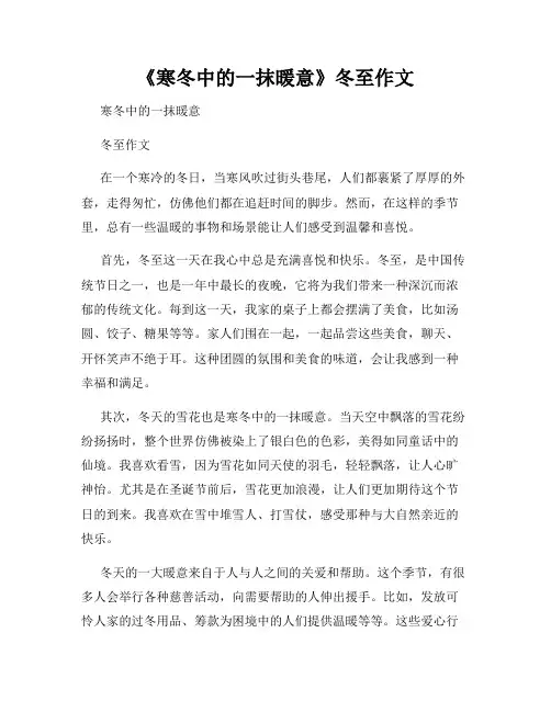 《寒冬中的一抹暖意》冬至作文