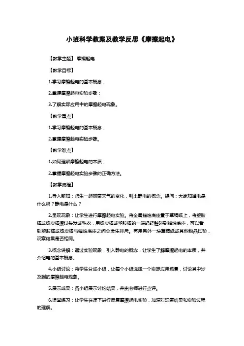 小班科学教案及教学反思《摩擦起电》