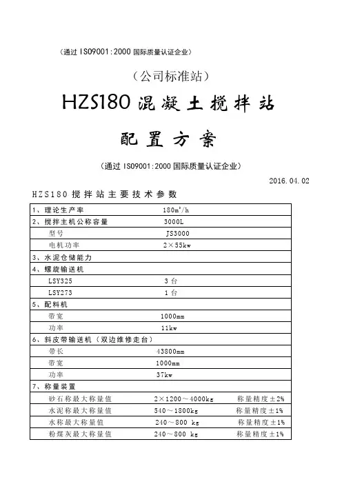 HS混凝土搅拌站配置方案