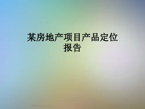 某房地产项目产品定位报告