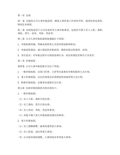 公司人事审批权限管理制度