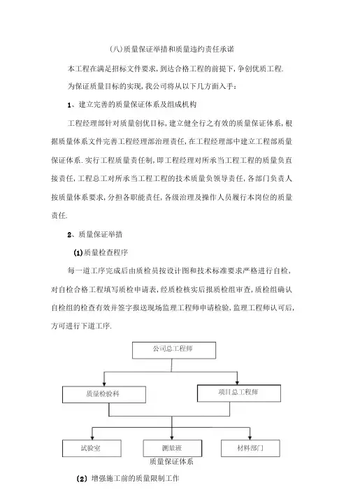 完整版八质量保证措施和质量违约责任承诺
