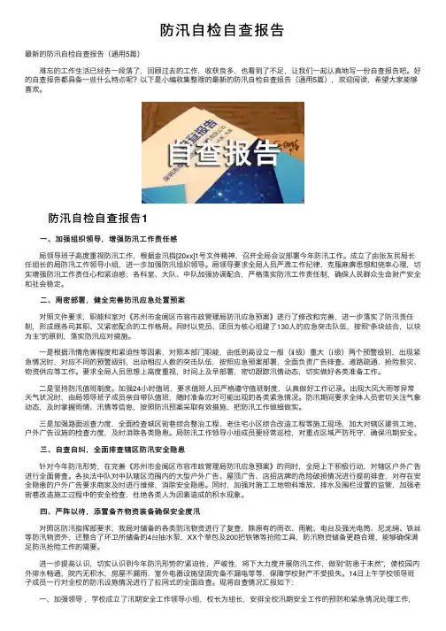 防汛自检自查报告