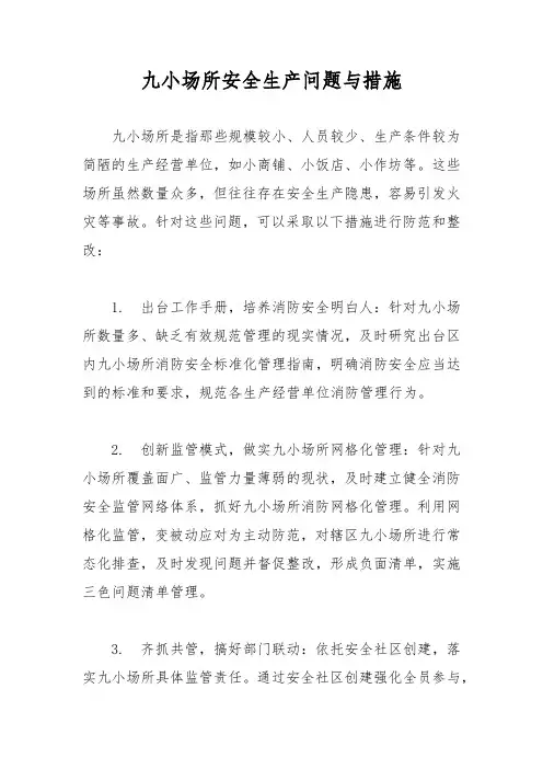 九小场所安全生产问题与措施