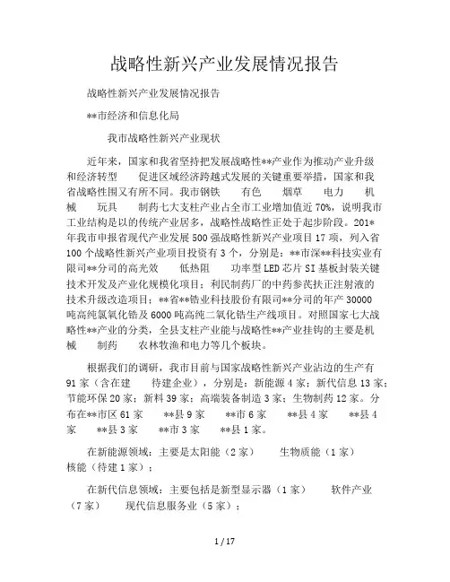 战略性新兴产业发展情况报告
