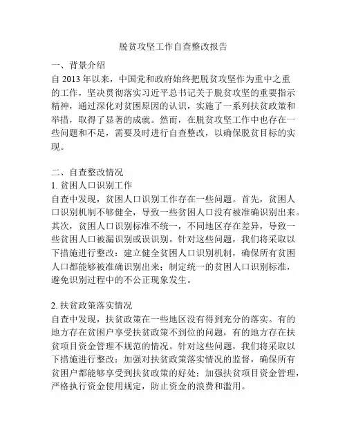 脱贫攻坚工作自查整改报告